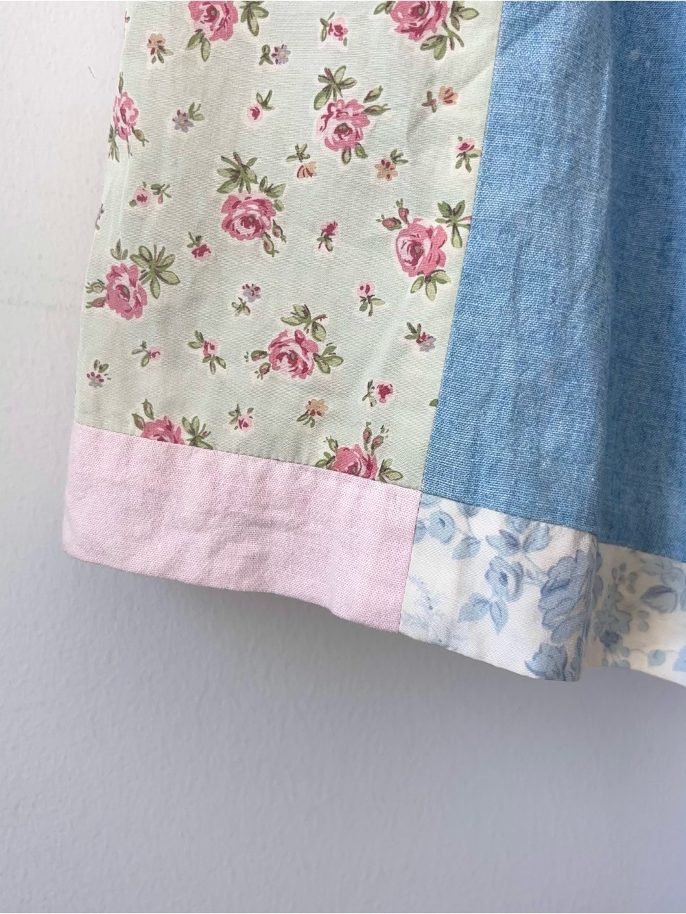 Vintage 80s Ralph Lauren Patchwork Quilt Skirt Size 8 Floral Pastel Blue Label - Picture 8 of 15
